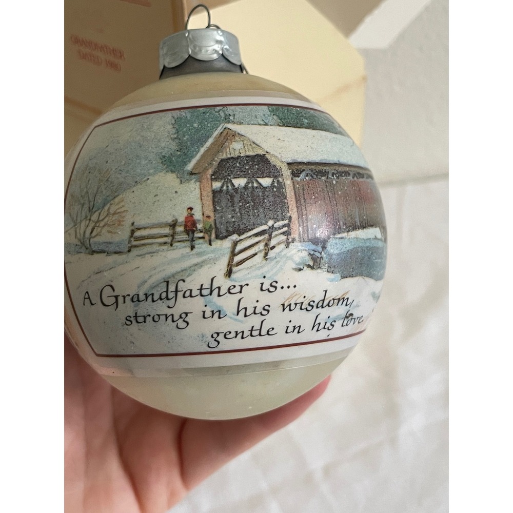 Hallmark VTG Glass Ornament Grandfather 1980 Cream Good Tree-Trimmer Collection - Picture 3 of 7